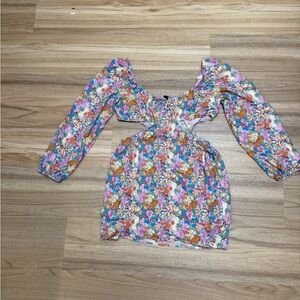 Wild Fable Womens XXL Long Sleeve Side Cut Out Dress Multicolor Floral Sundress